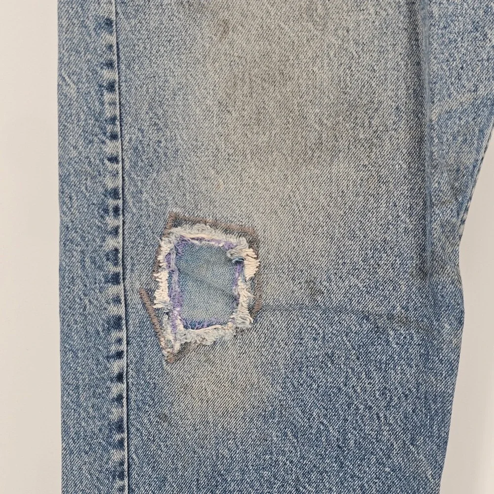 Vintage Levis 505 Orange Tab Jeans 38x31 Light‎ Wash USA Grunge Distressed Retro